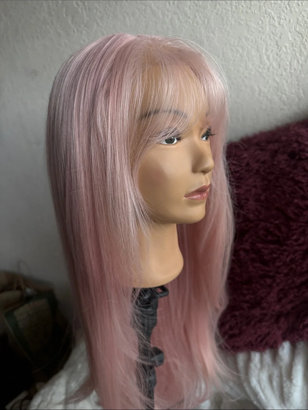Pink Wig 13x6 Glueless HD Lace Front Wig 26 inches light pastel mauve rose
